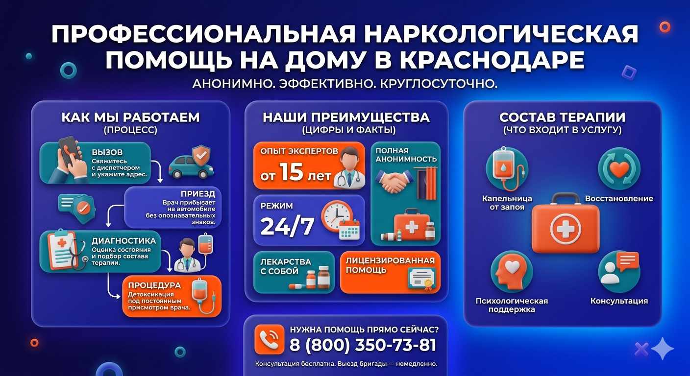 Инфографика о принципах лечения алкоголизма на дому в Лоо: этапы вызова нарколога, преимущества анонимной детоксикации и состав медицинской помощи.
